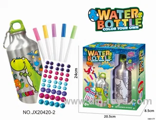 DIY Dinosaur Graffiti Water Bottle in window box