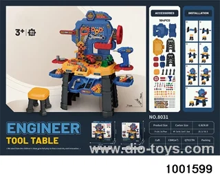 Tool table, electric drill powered/with chair in color box