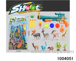 Soft bullet gun+animal combination in Blister card