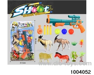 Soft bullet gun+animal combination in Blister card