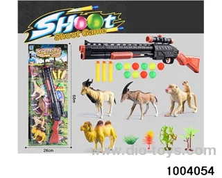 Soft bullet gun+animal combination in Blister card
