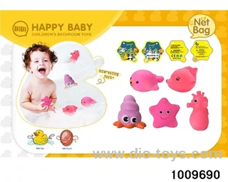Soft plastic doll playing in water in Net bag