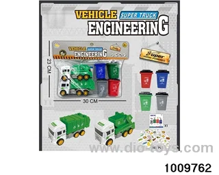 Garbage sorting truck (delivering 4 trash cans) in PP bag with header