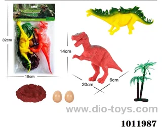 2 pcs 9 inch  Dinosaurs suit with sound in pvc bag