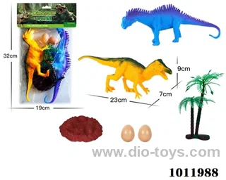 2 pcs 9 inch  Dinosaurs suit with sound in pvc bag