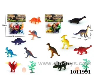 6pcs 2.5inch dinosaurs 2 sets mixed loading  in  pvc bag