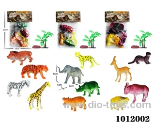 4pcs 3 inch  animal 3 sers loaidng in  pvc bag