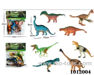 4pcs 6 inch dinosaurs 2 sets mixed loading in pvc bag
