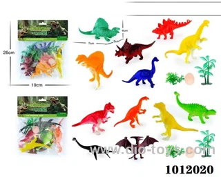 6pcs 5-inch dinosaurs 2 sets mixed loading in pvc bag