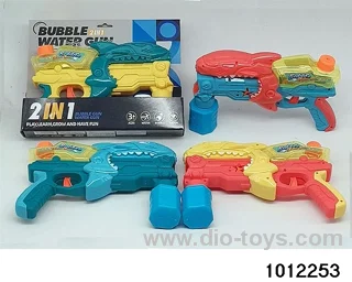 2-in-1 water gun+bubble (4-color mixed ) in color box