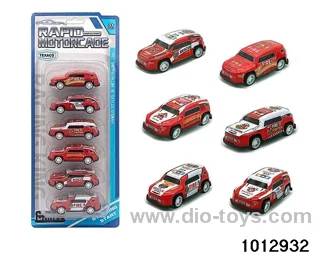 6 sliding fire fighting iron cars in Blister card