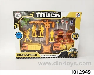 2 engineering vehicles equipped with pendant road signs_x000D_
Engineering Pullback Car Set Village in color box