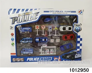 8 police cars with gas station, road_x000D_
Standard police car suit taxiing in color box