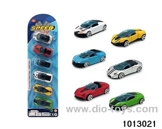 6 sliding simulation sports cars in Blister card