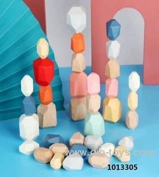 36 PCS Wood Stone Building Set in white box