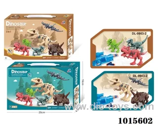 3 sets dinosaur with gun  (2 color box mixed loading ) in color box