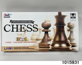 3 in 1 Non-magnetic chess in color box