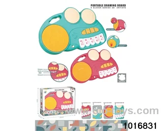 Fun toy drums in window box
