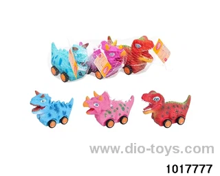 Sliding enamel dinosaur car (3 models mixed) in Net bag