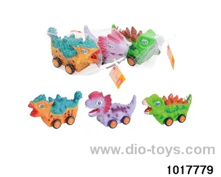 Sliding enamel dinosaur car (3 models mixed) in Net bag