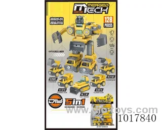 5 in 1 free wheel  Engineering vehicle in pp bag with  header
