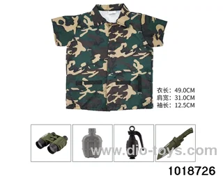Short sleeved camouflage military uniform in PP bag with header