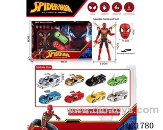 Spider-Man pull back car set with Light &Mask&weapon in window box