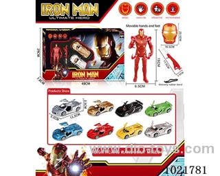 Iron Man pull back car set with Light &Mask&weapon in window box