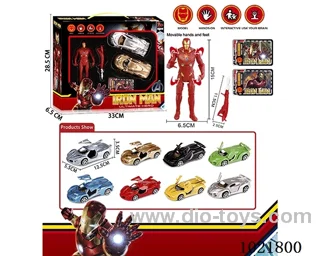 Iron Man pull back car set with Light &weapon in window box