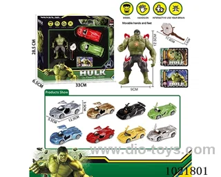 Hulk pull back car set with Light &weapon in window box