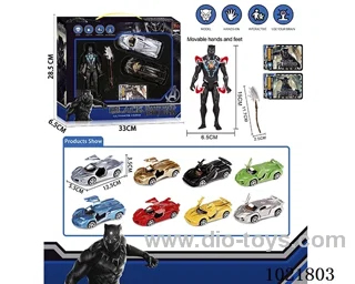 Black Panther pull back car set with Light &weapon in window box
