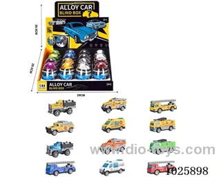1:64 free wheel alloy car 12sets mixed loading in display box