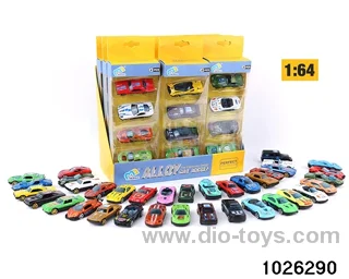1:64 sliding alloy car in 4pcs display box
