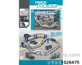 Electric railcar alloy police set in window box