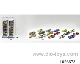 1：68 6pcs free wheel alloy car 16sets &8color mixed loading in window box