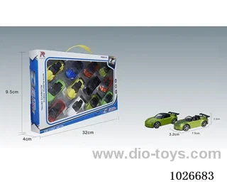 12pcs 1:68 free wheel alloy car 16sets&8color mixed loadingin window box