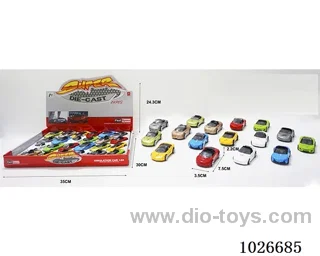 24pcs free wheel alloy car 16sets&8color mixed loaing in display box