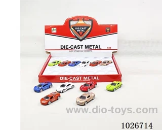 24pcs free wheel alloy car 6sets &6color mixed loading in display box