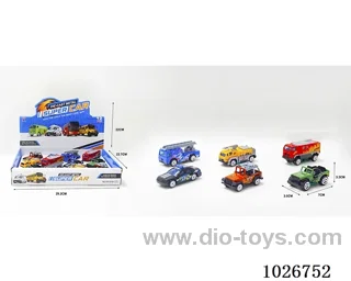 12pcs 1:55 free wheel alloy car 6sets&6color mixed loading in display box