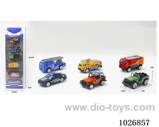1:55 6pcs free wheel alloy car 6sets&6color mixed loading  in window box