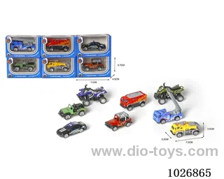 1:55 Free Wheel  alloy car 6sets &6color mixed loading in window box