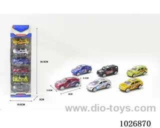 1:50 6pcs Free Wheel Alloy Car 6sets &6color mixed loading in window box