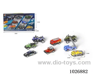 1:55 8pcs Free Wheel Alloy Car 8sets &8color mixed loading in window box