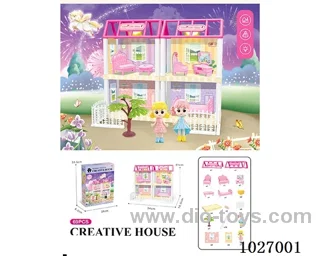 70pcs DIY villa & doll with double light include battery