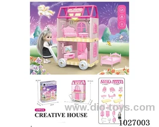 37pcs DIY villa & Barbie with double light include battery