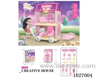 37pcs DIY villa & Barbie with double light include battery