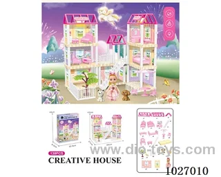 129pcs diy villa &doll with double light include battery