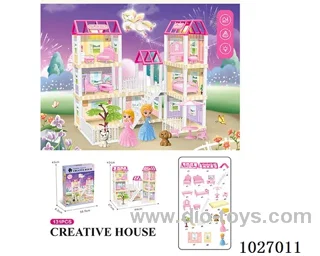 130pcs diy villa &doll with double light include battery