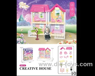 69pcs diy villa &Barbie with double light include battery