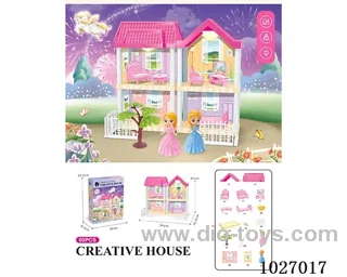 70pcs diy villa &doll with double light include battery